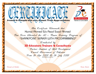 Final Certification Awarded by 3D EDUCATORS Final Certification Awarded by 3D EDUCATORS