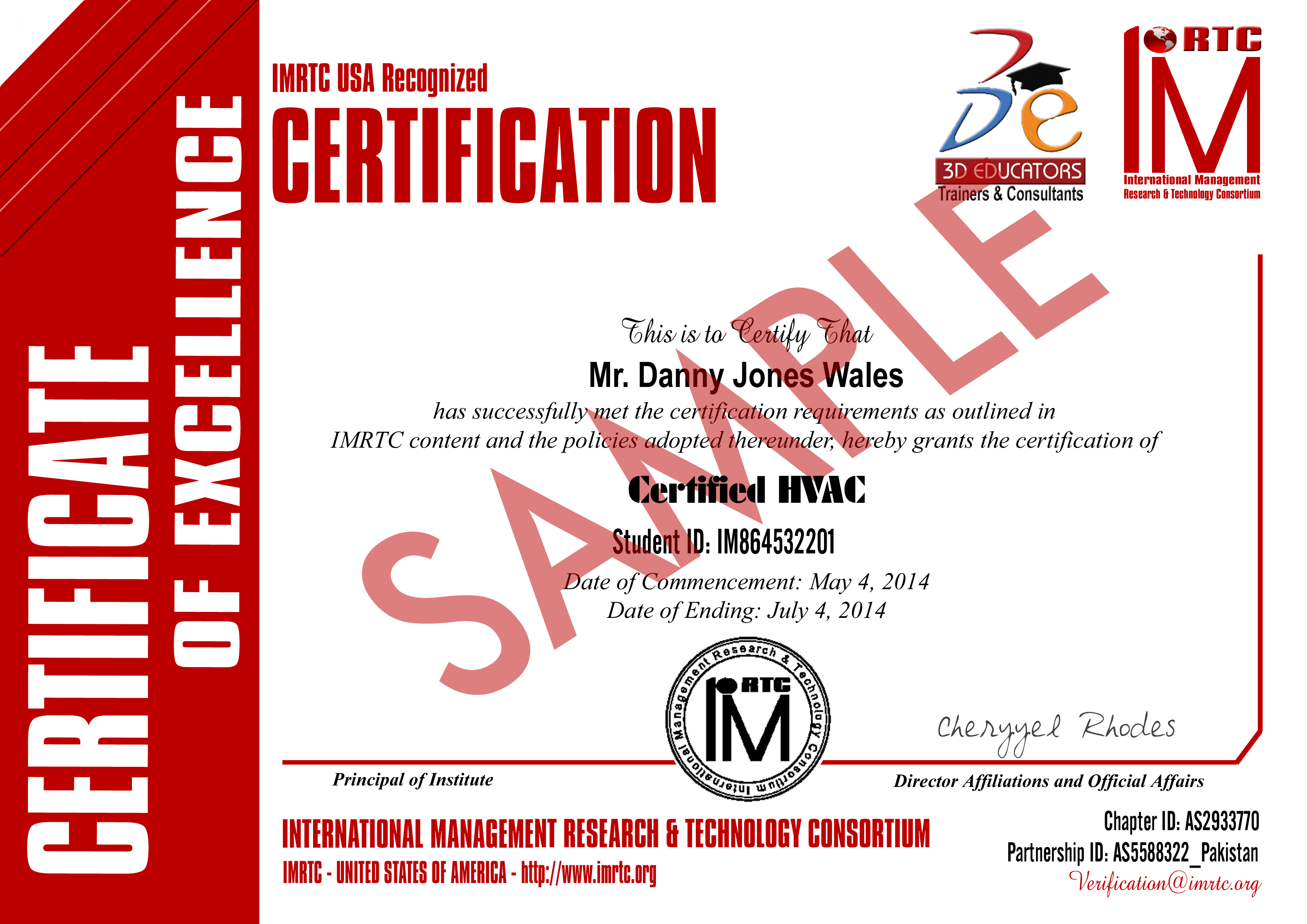 Certified HVAC Level 2 Sample Certification